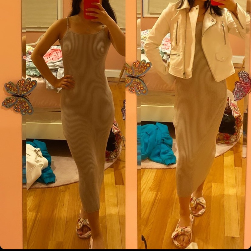 H&M long beige knit dress